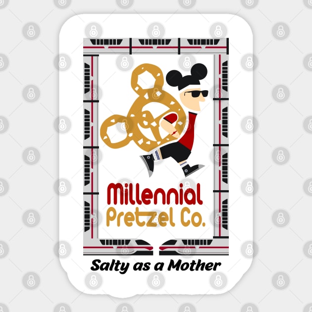 The Millennial Pretzel Company Sticker by DeepDiveThreads